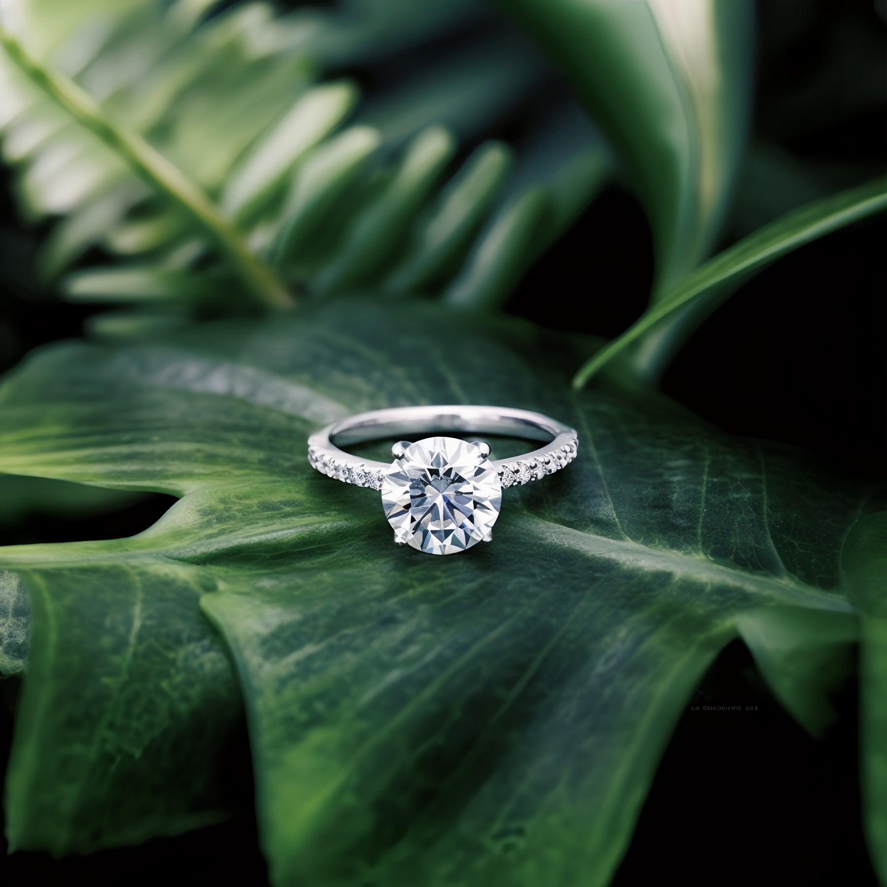 Classic Pavé Round Brilliant Diamond Ring